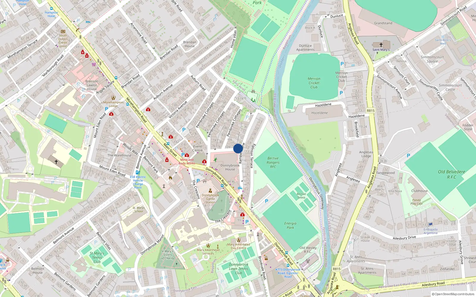 Overhead map showing the location of 2 Donnybrook Mews, Donnybrook Dublin 4