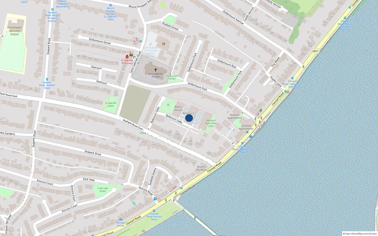 Overhead map showing the location of 2 Dunlin House, Redcourt Oaks, Seafield Road East