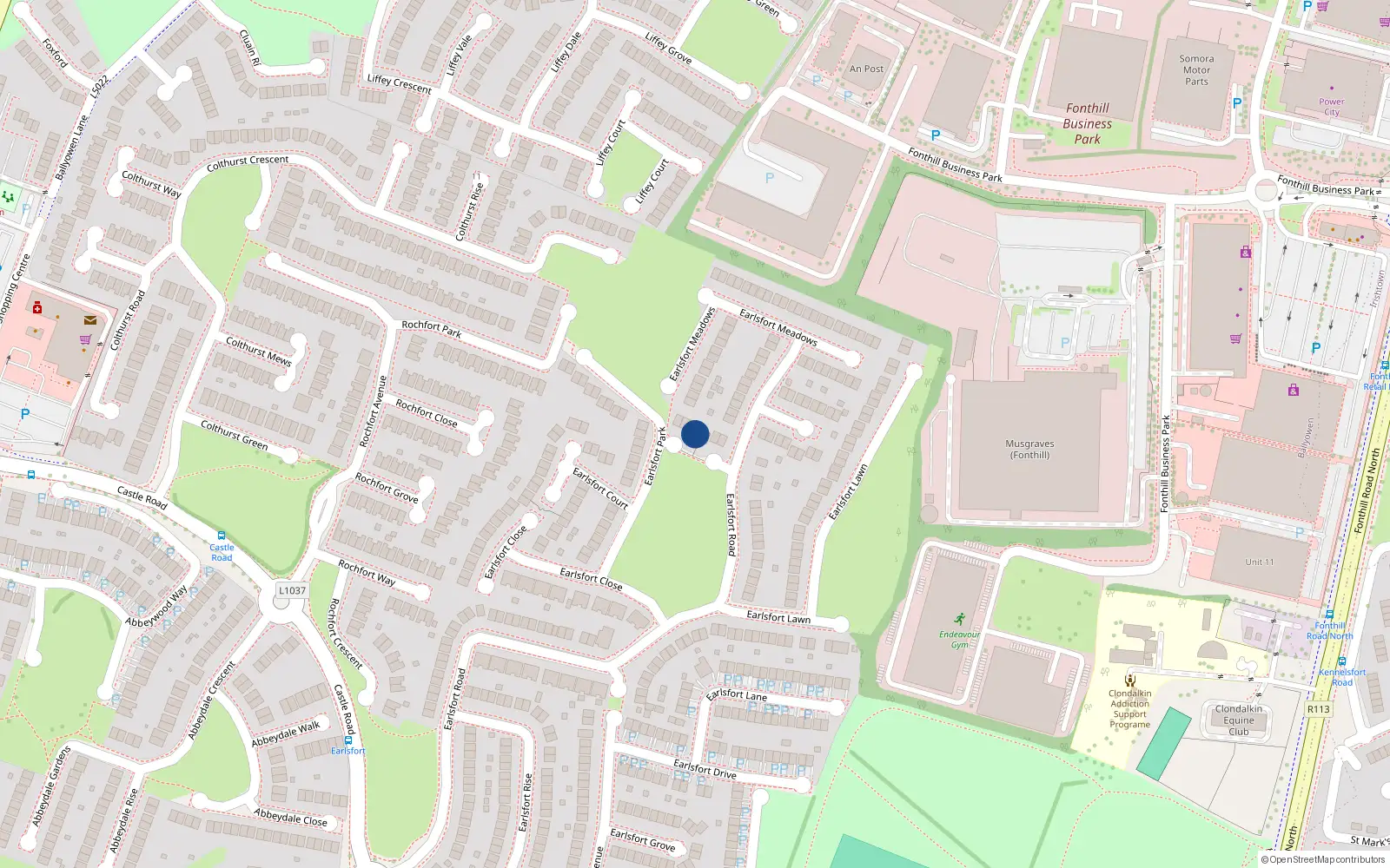 Overhead map showing the location of 2 Earlsfort Park, Lucan