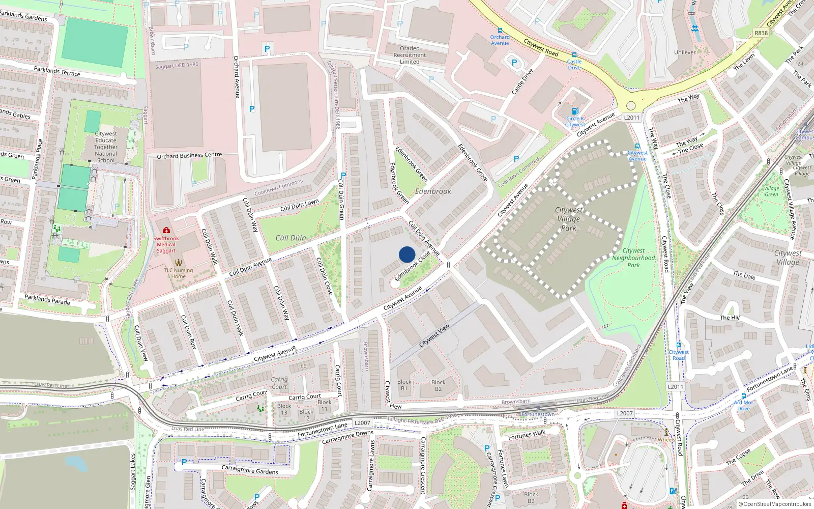 Overhead map showing the location of 2 Edenbrook Close, Cooldown Commons