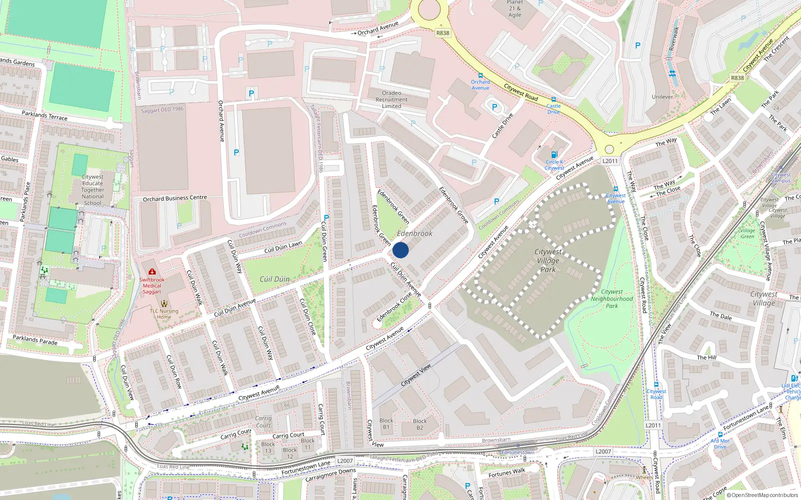 Overhead map showing the location of 2 Edenbrook Green, Cooldown Commons