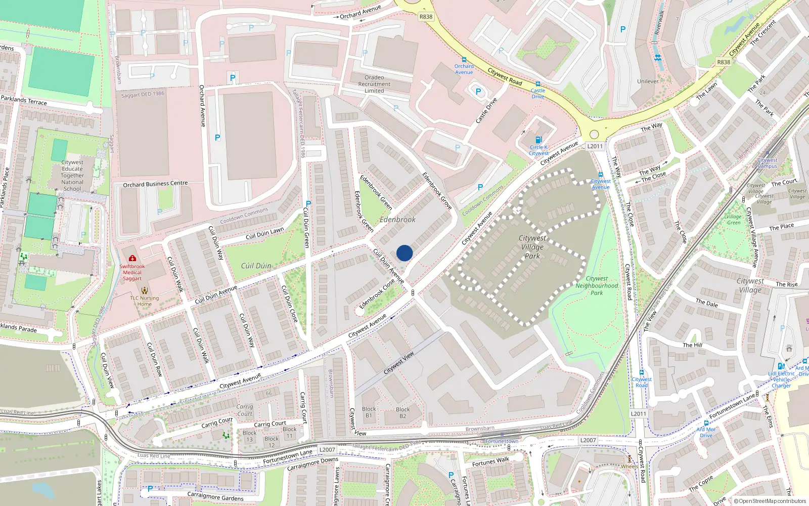 Overhead map showing the location of 2 Edenbrook Grove, Cooldown Commons