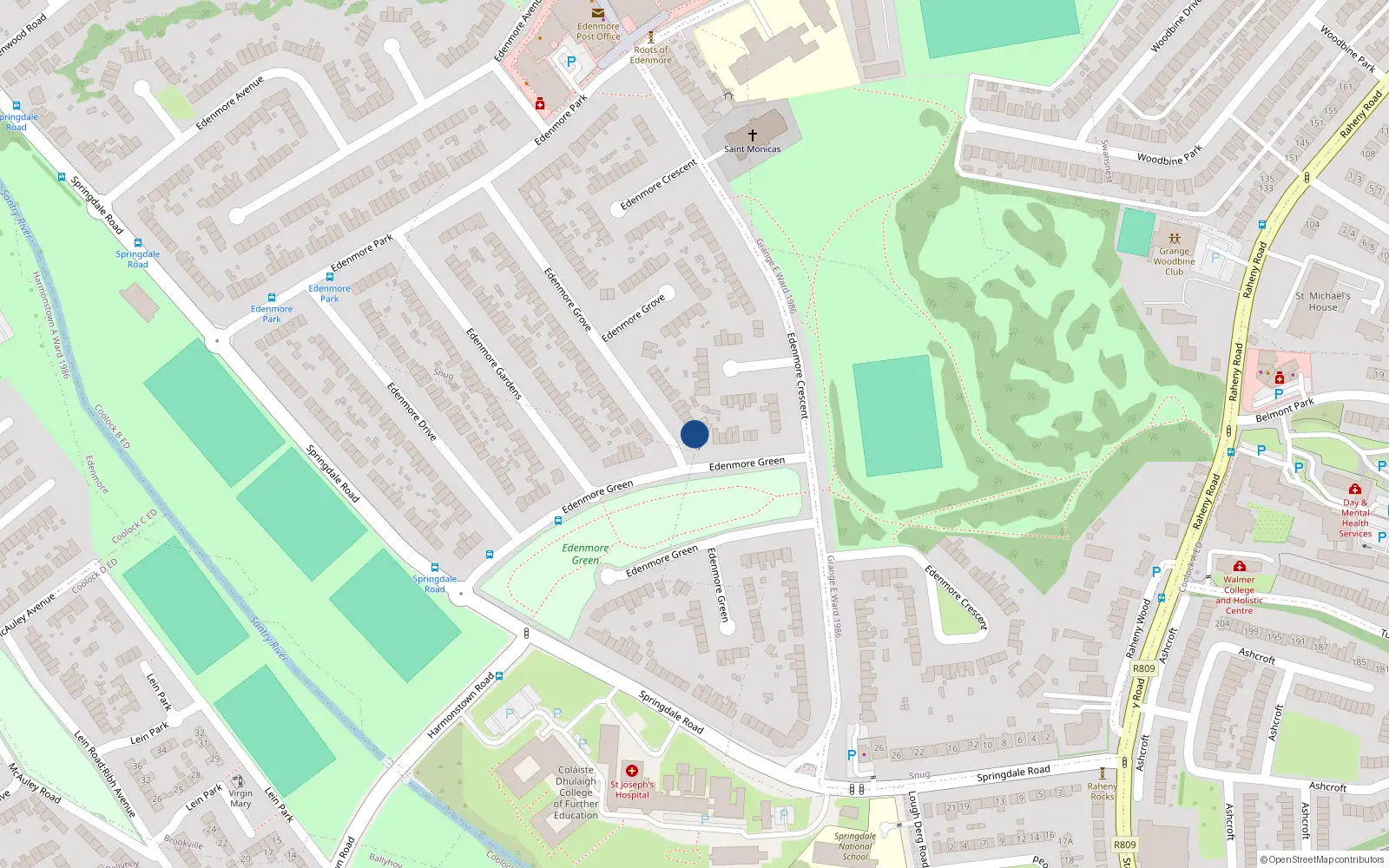 Overhead map showing the location of 2 Edenmore Grove, Dublin 5