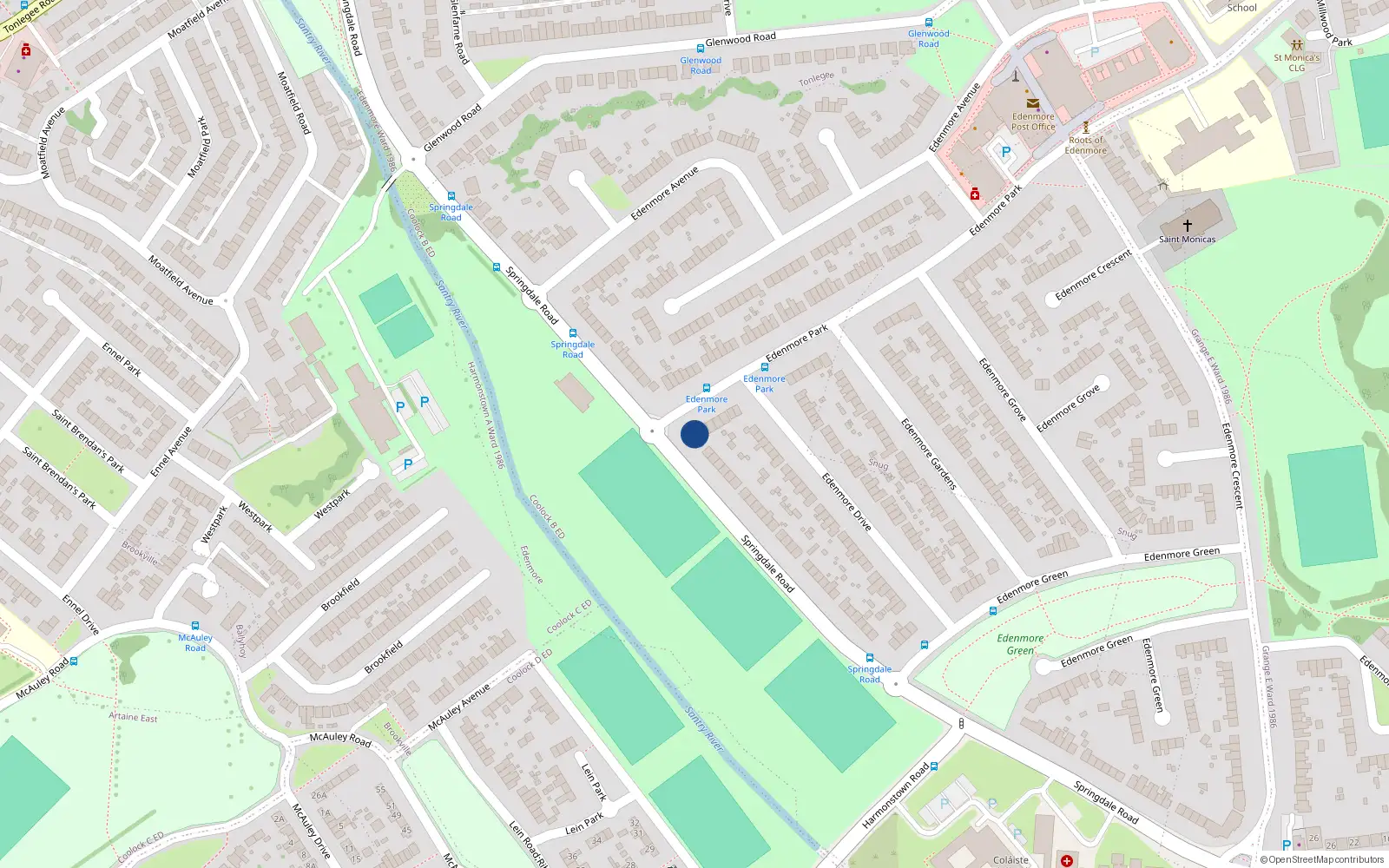 Overhead map showing the location of 2 Edenmore Park, Dublin 5