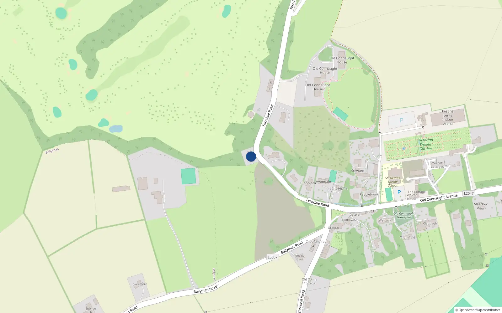 Overhead map showing the location of 2 Ferndale Cottages, Ferndale Road, Rathmichael