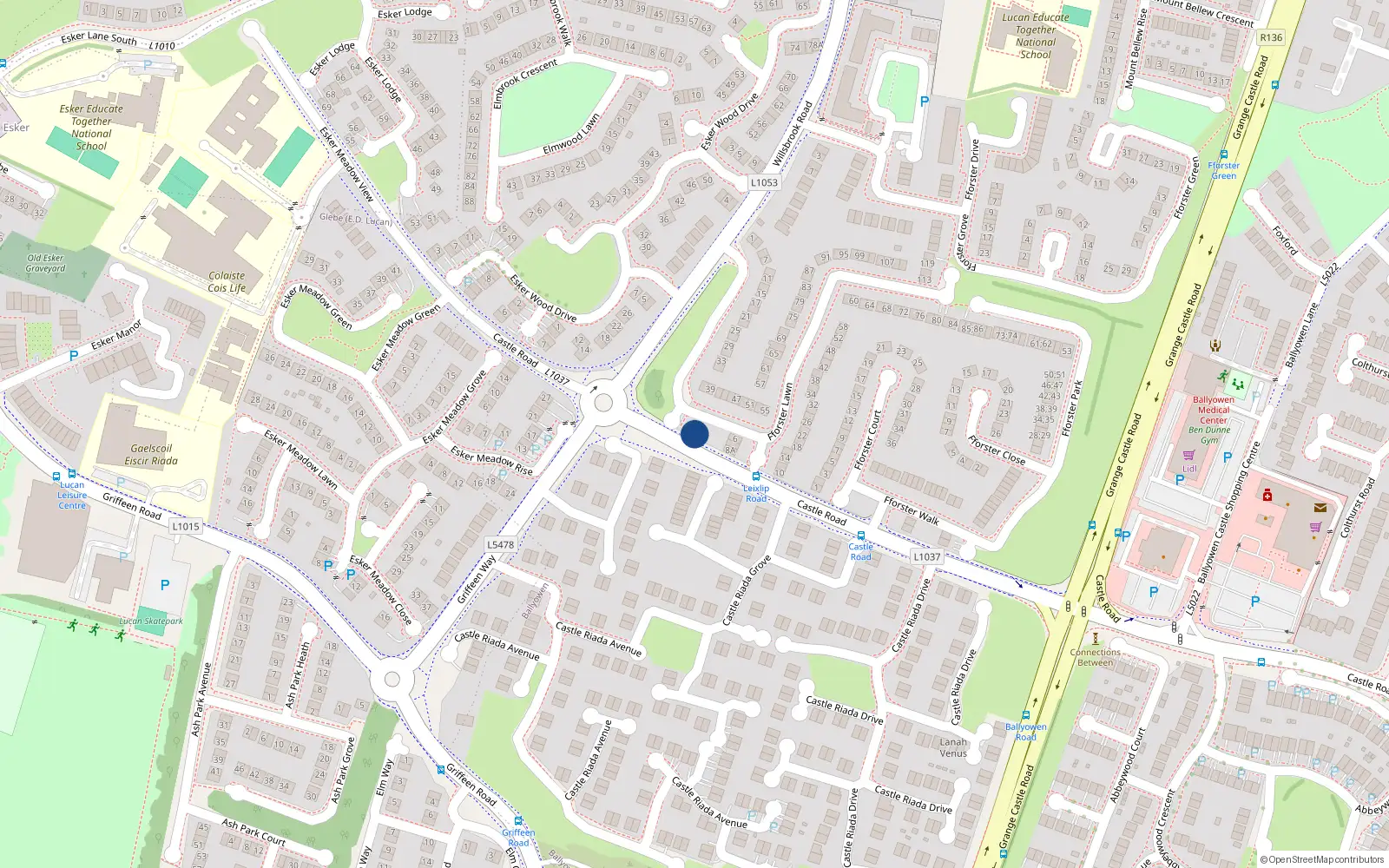 Overhead map showing the location of 2 Fforster Lawn, Lucan