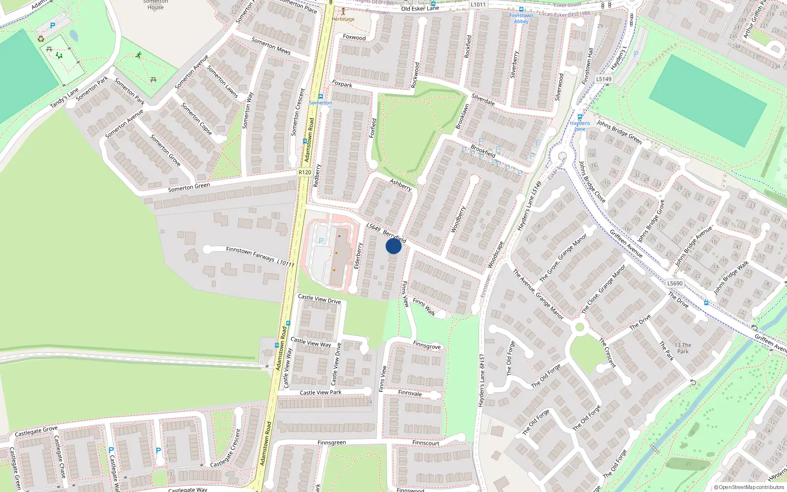 Overhead map showing the location of 2 Finnsview, Lucan