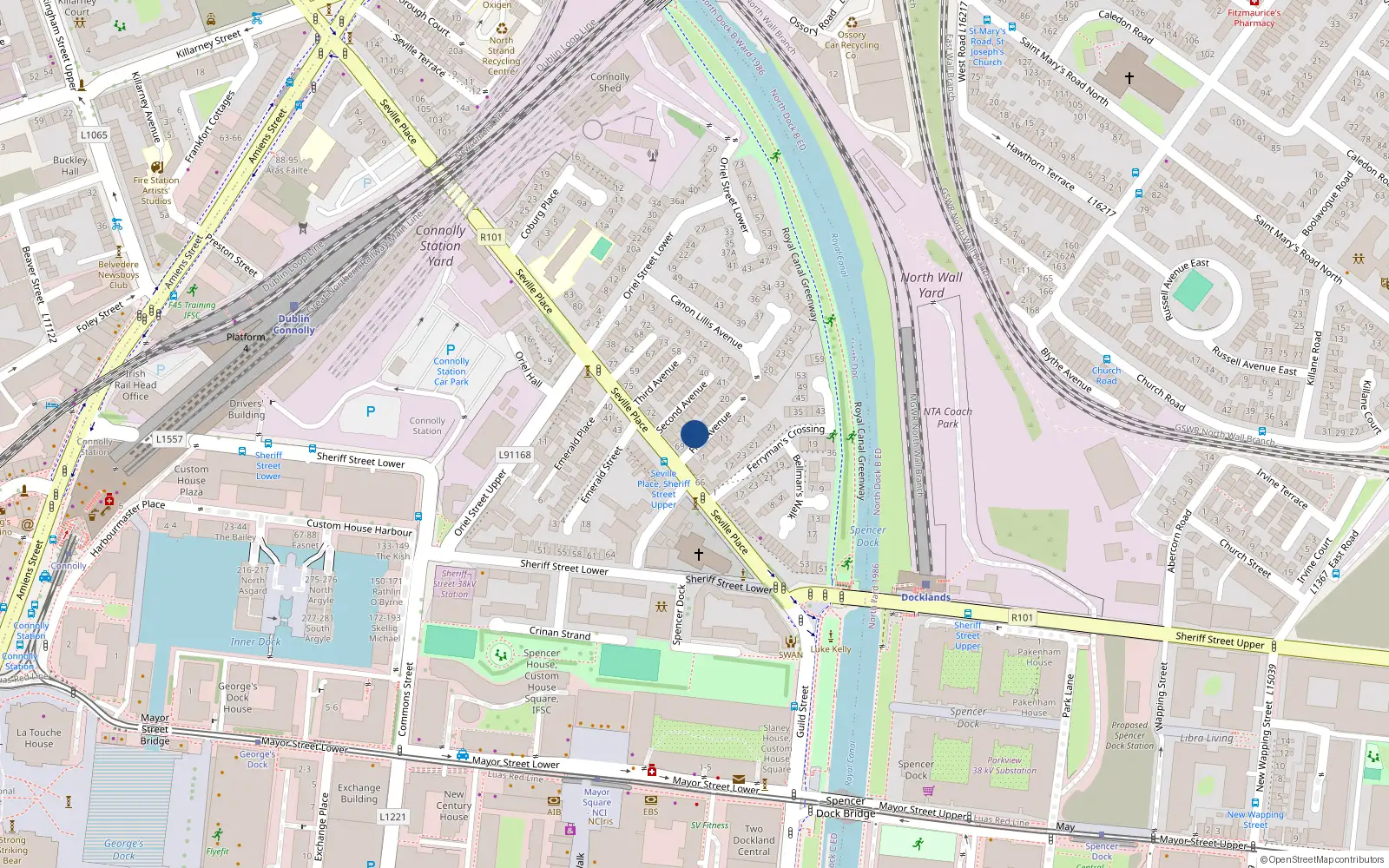 Overhead map showing the location of 2 First Avenue, Dublin 1