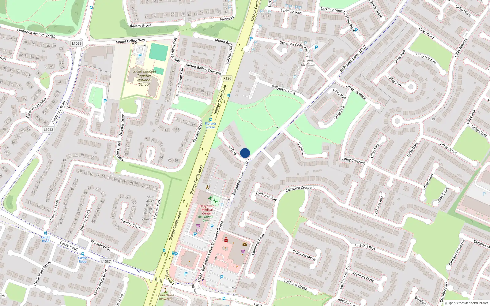 Overhead map showing the location of 2 Foxford, Lucan