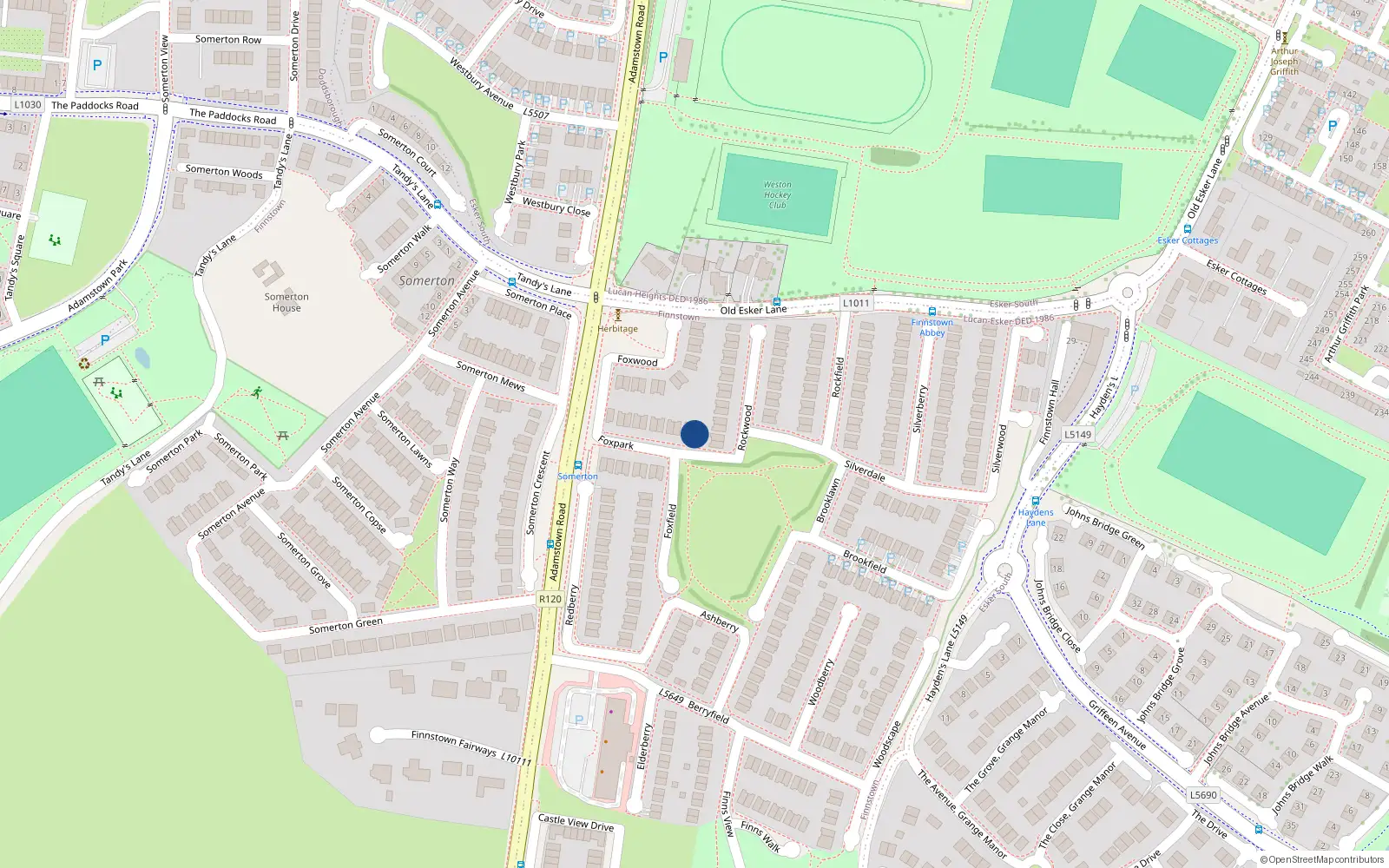Overhead map showing the location of 2 Foxpark, Lucan
