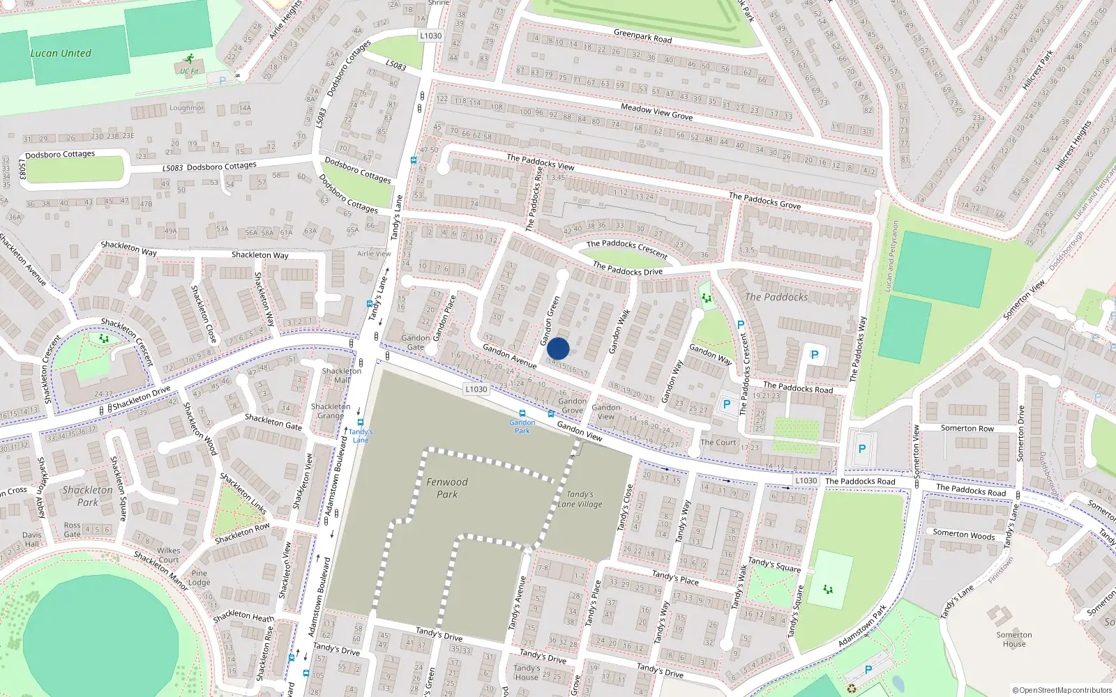 Overhead map showing the location of 2 Gandon Green, Lucan