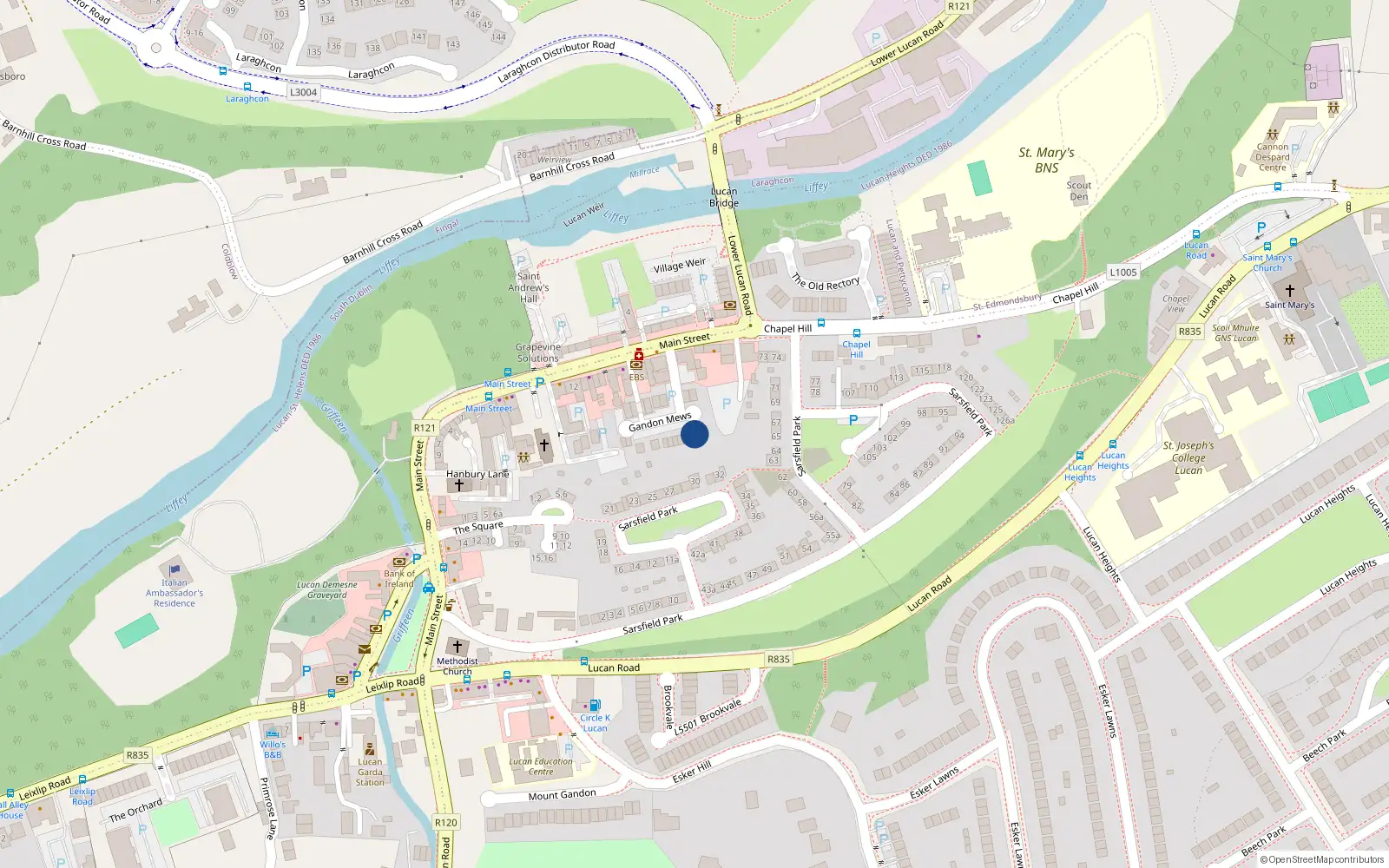 Overhead map showing the location of 2 Gandon Mews, Lucan