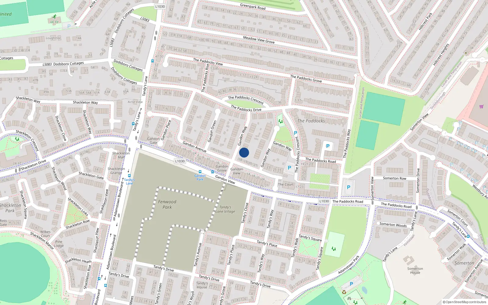 Overhead map showing the location of 2 Gandon Walk, Lucan