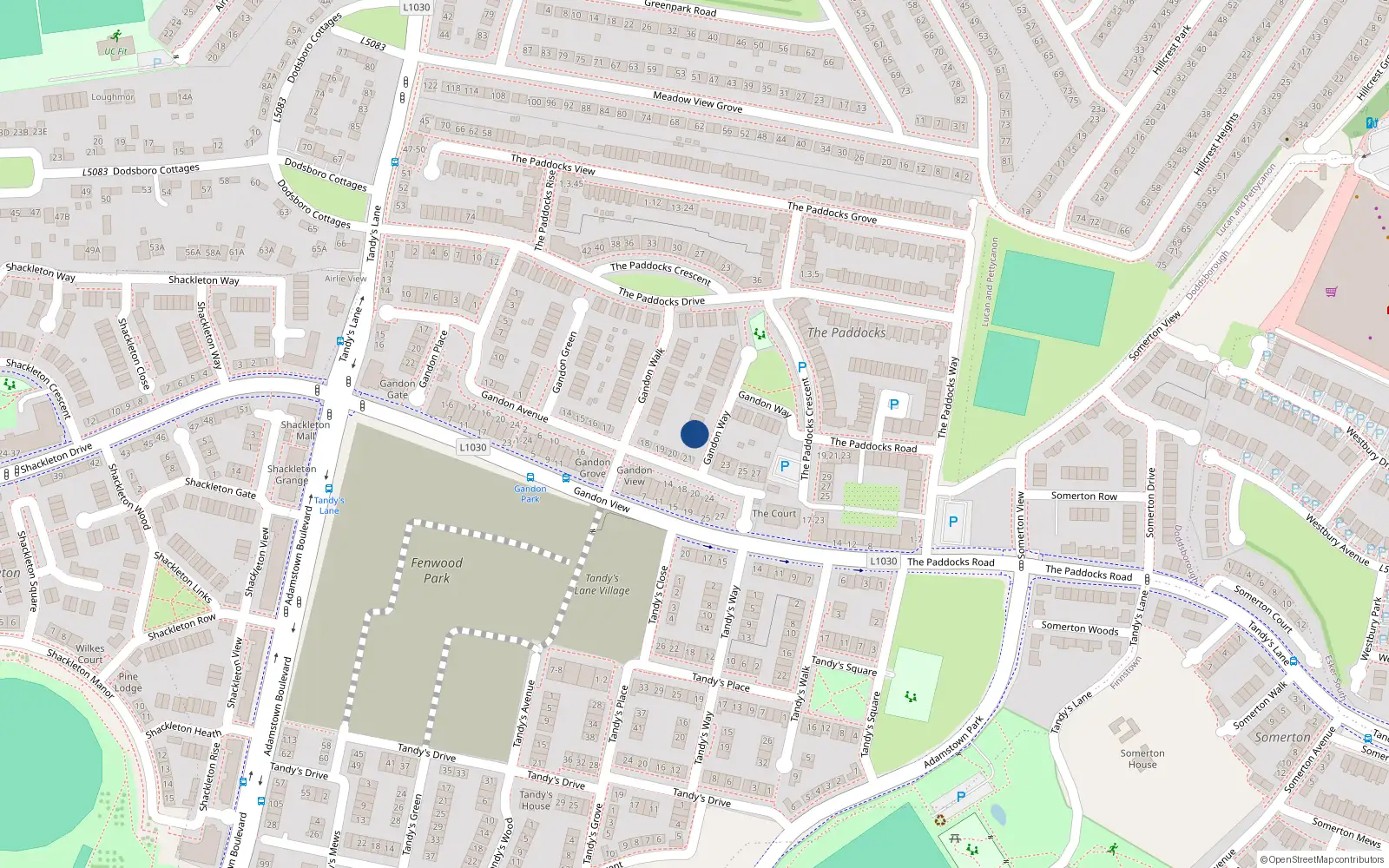 Overhead map showing the location of 2 Gandon Way, Lucan