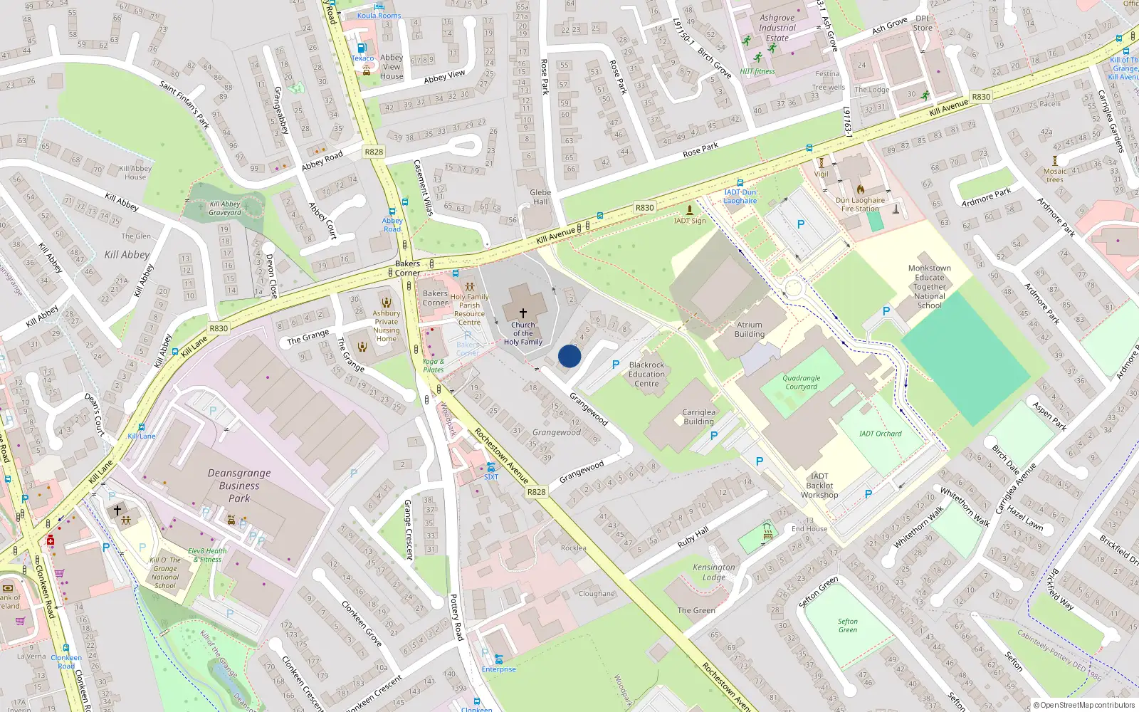 Overhead map showing the location of 2 Grangewood Court, Dublin
