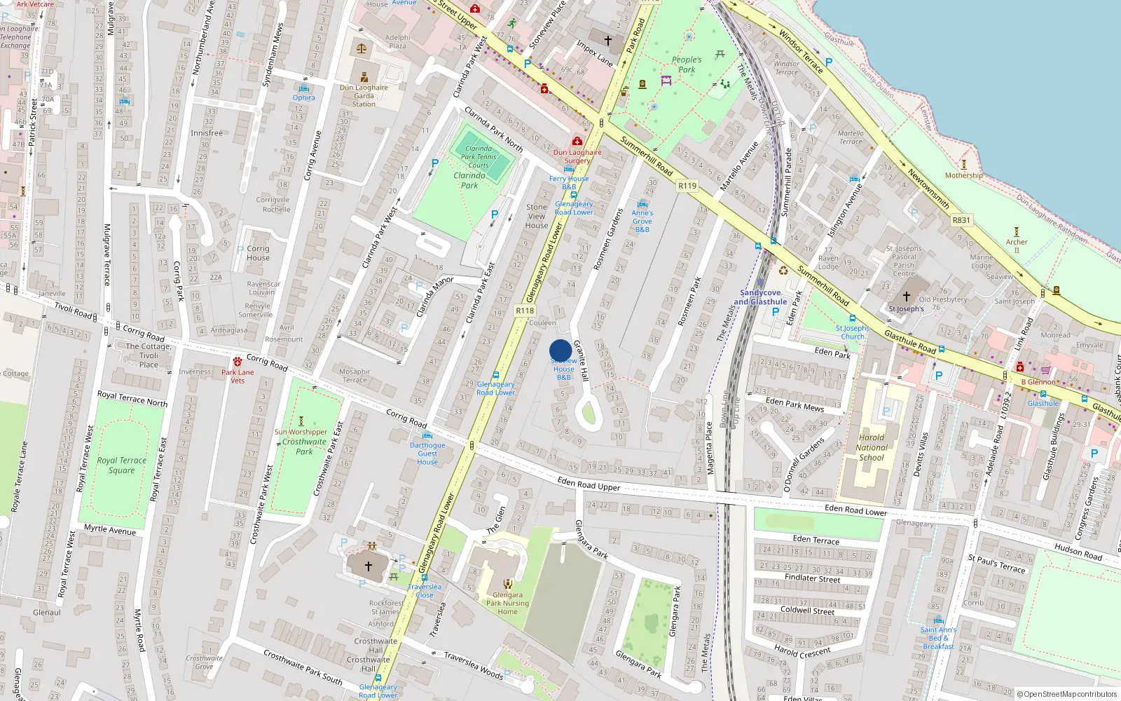 Overhead map showing the location of 2 Granite Hall, Co Dublin