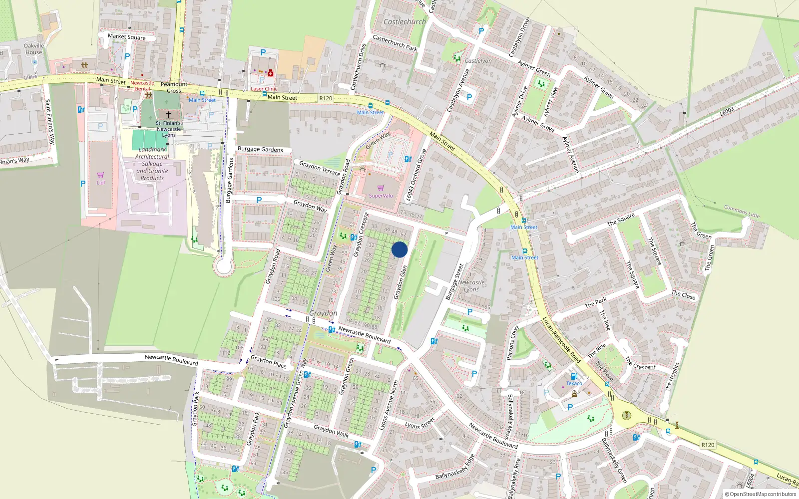 Overhead map showing the location of 2 Graydon Glen, Newcastle