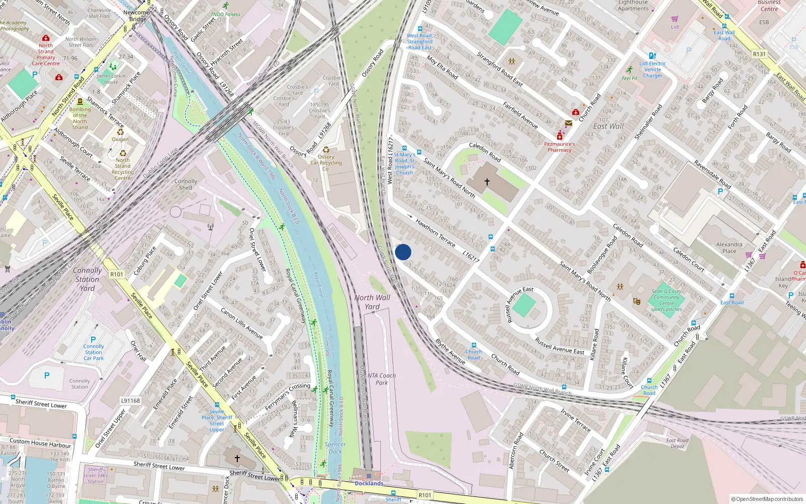 Overhead map showing the location of 2 Hawthorn Close, Hawthorn Avenue, East Wall