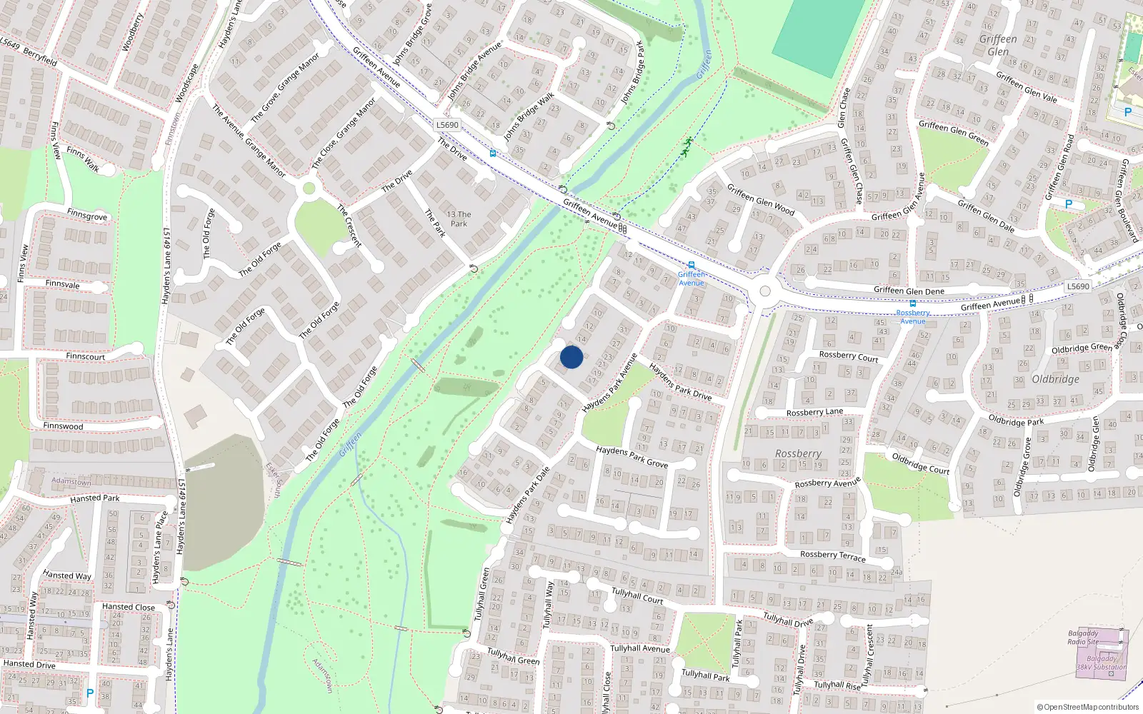 Overhead map showing the location of 2 Haydens Park Lawn, Lucan