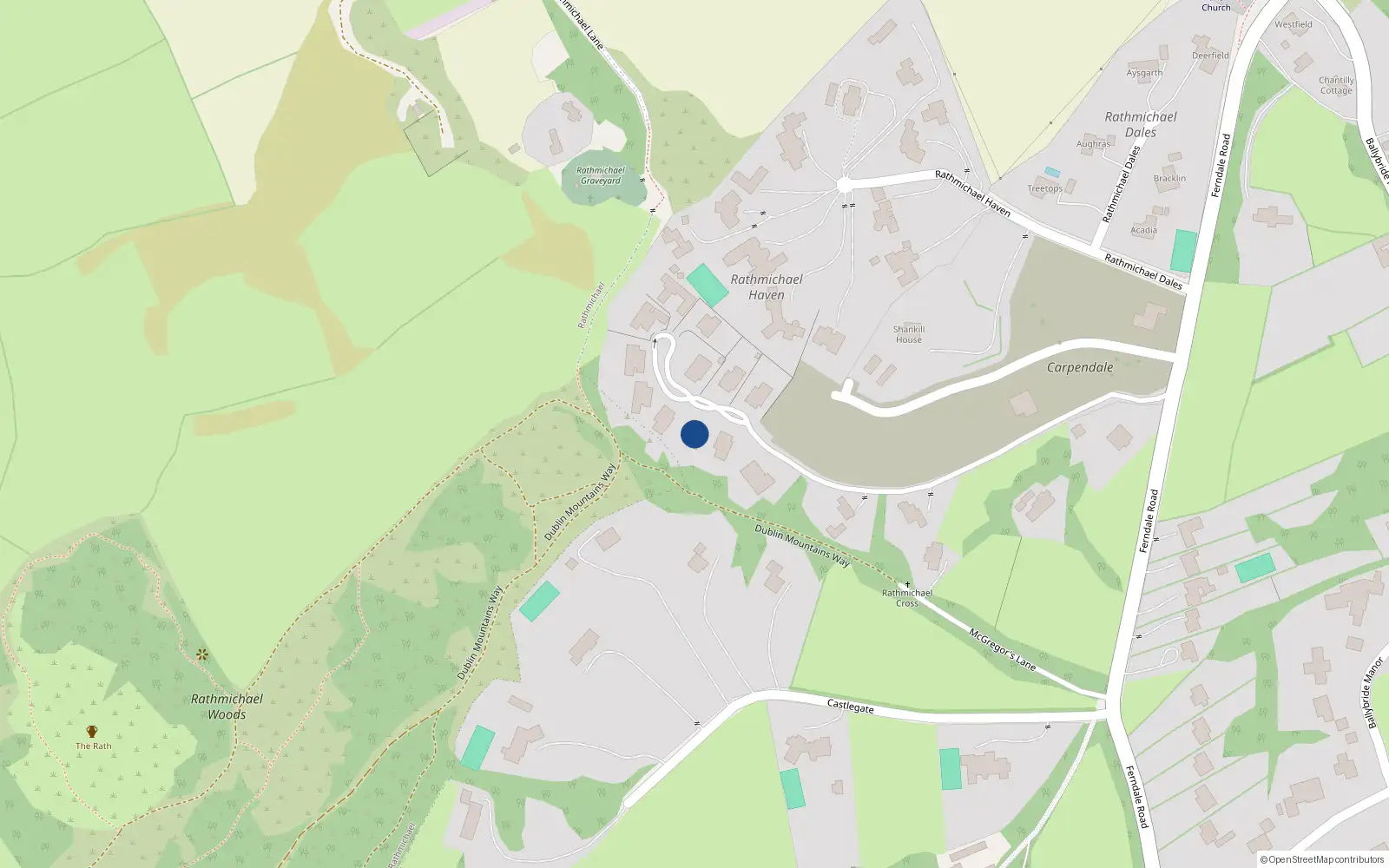 Overhead map showing the location of 2 Hillfield, Rathmichael