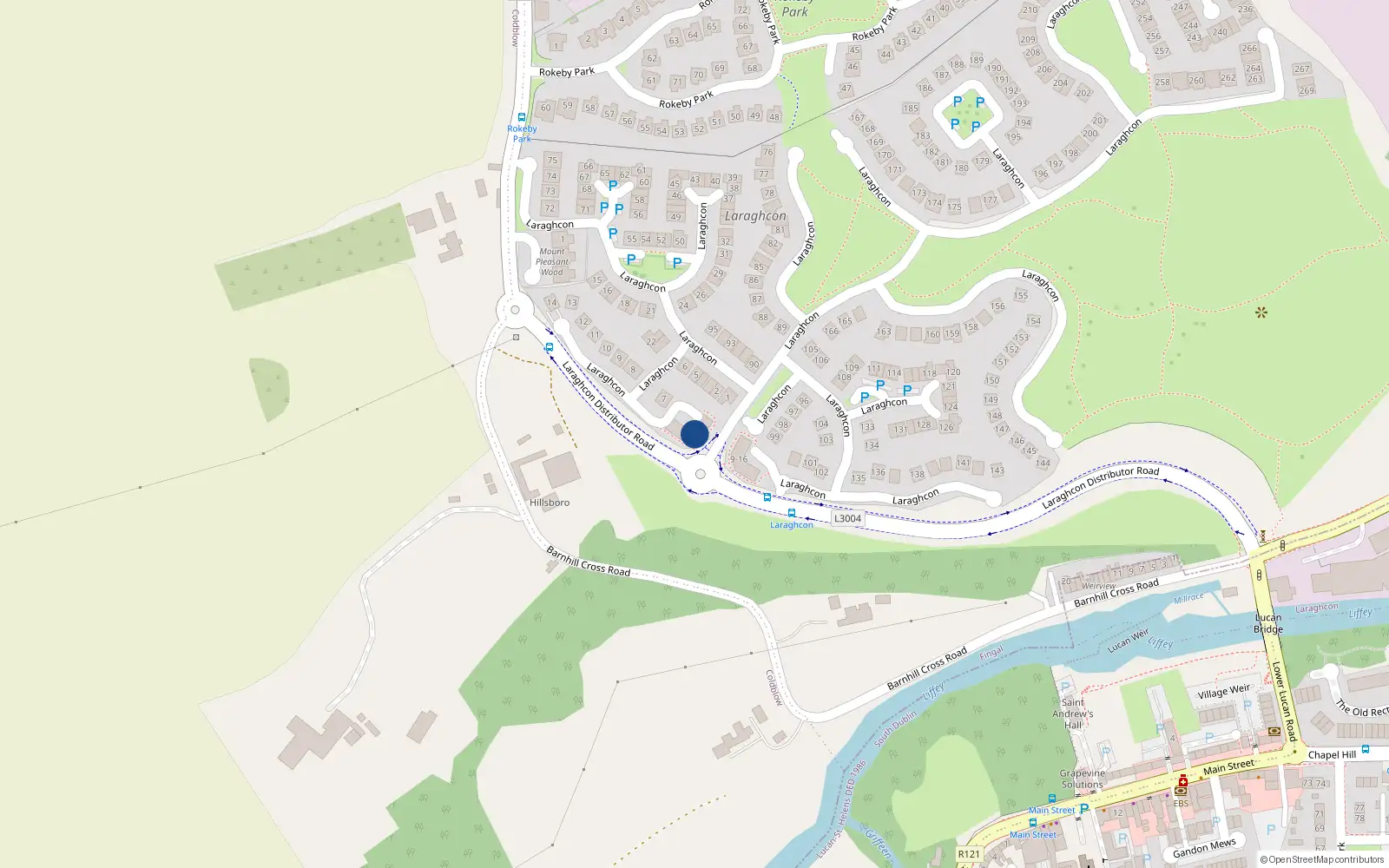 Overhead map showing the location of 2 Hillsborough Apts, Laraghcon, Lucan