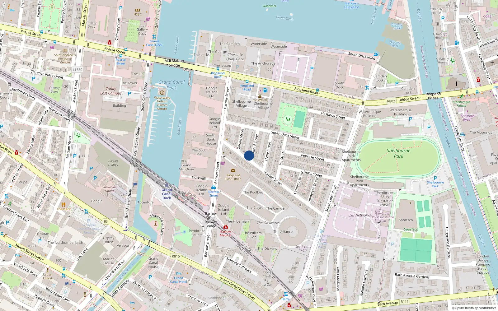 Overhead map showing the location of 2 Howard Street, Dublin