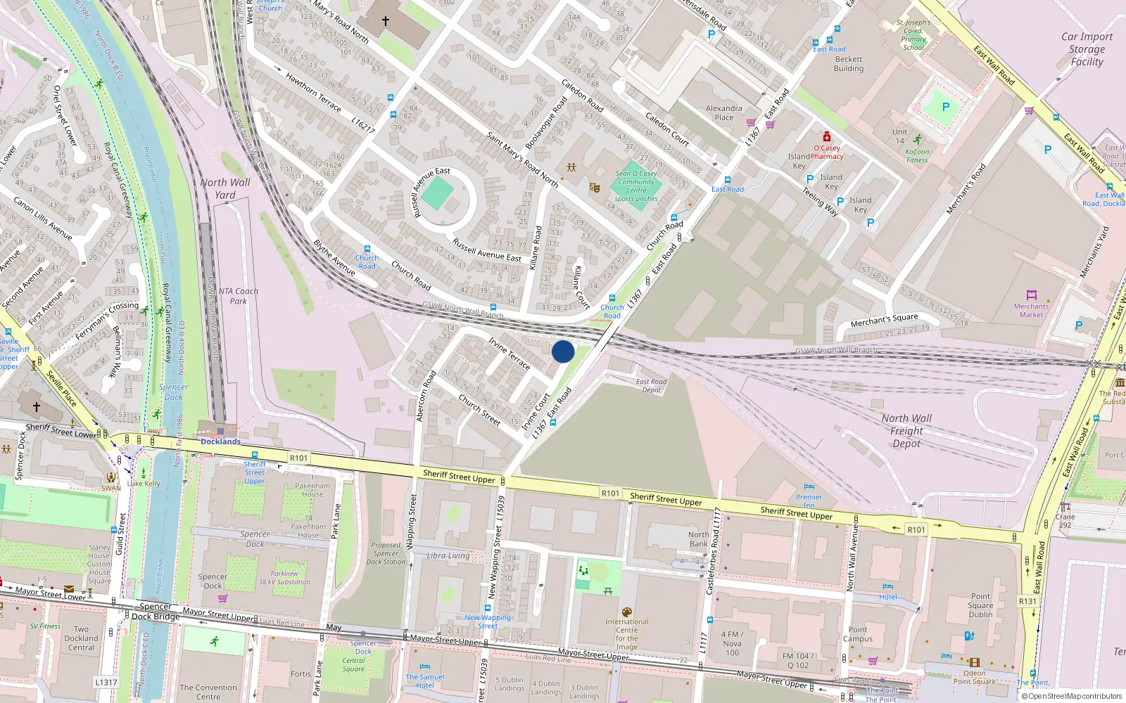 Overhead map showing the location of 2 Irvine Terrace, Dublin 3