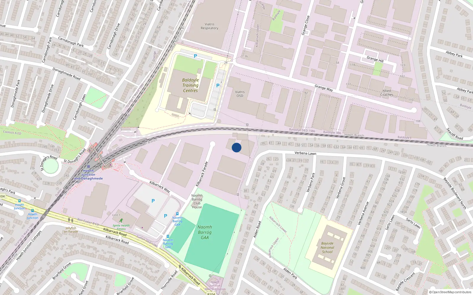 Overhead map showing the location of 2a Kilbarrack Parade, Dublin 5