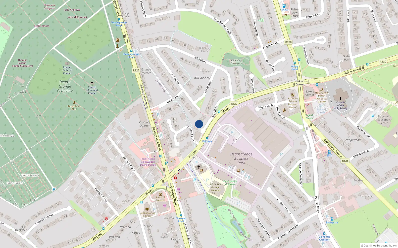 Overhead map showing the location of 2 Kill Abbey, Blackrock