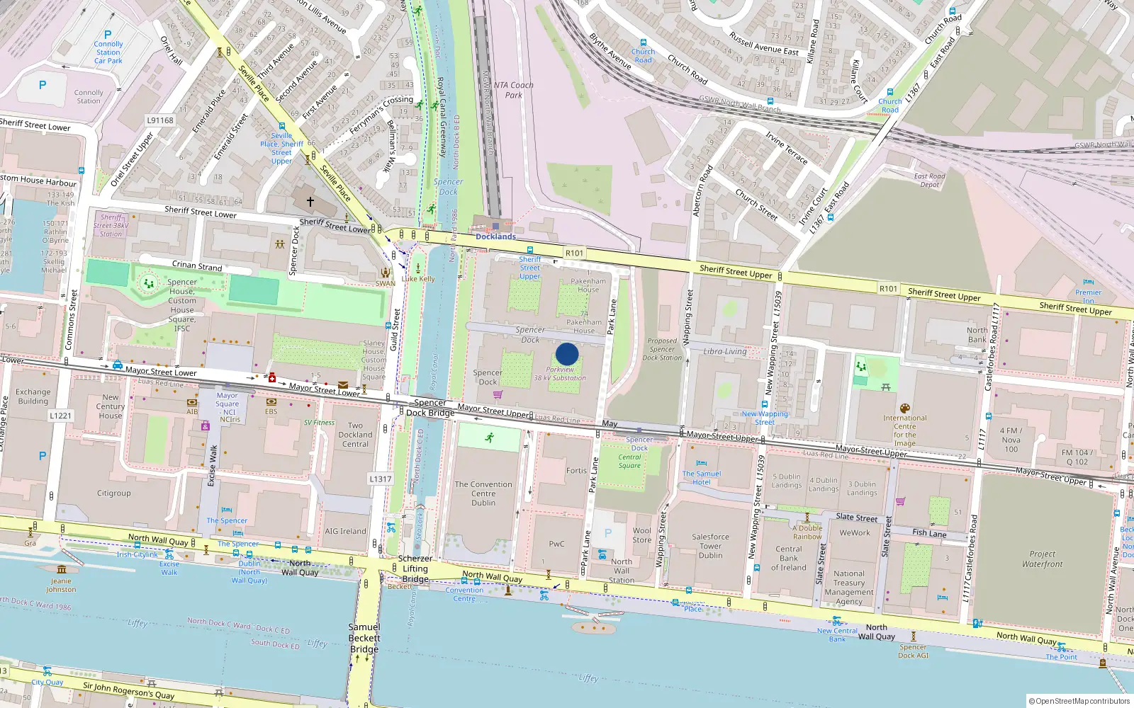 Overhead map showing the location of 2 Killashee House, Spencer Dock, Dublin 1