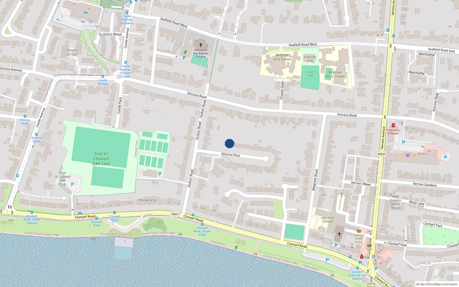Overhead map showing the location of 2 Kincora Park, Dublin 3