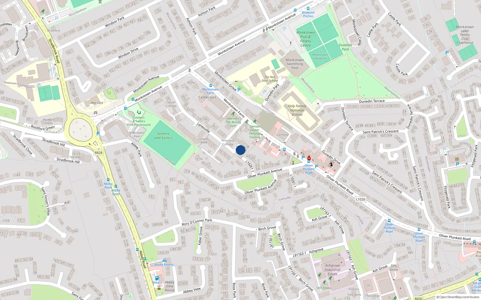 Overhead map showing the location of 2 Lanesville, Dublin