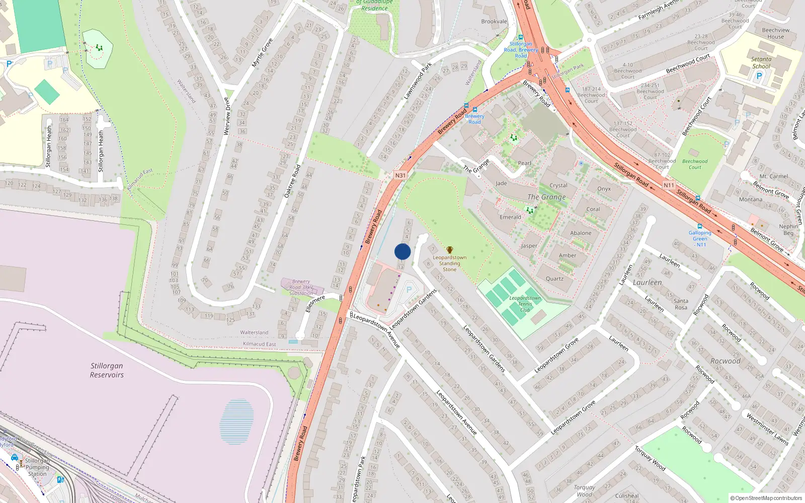Overhead map showing the location of 2 Leopardstown Oaks, Blackrock, Dublin