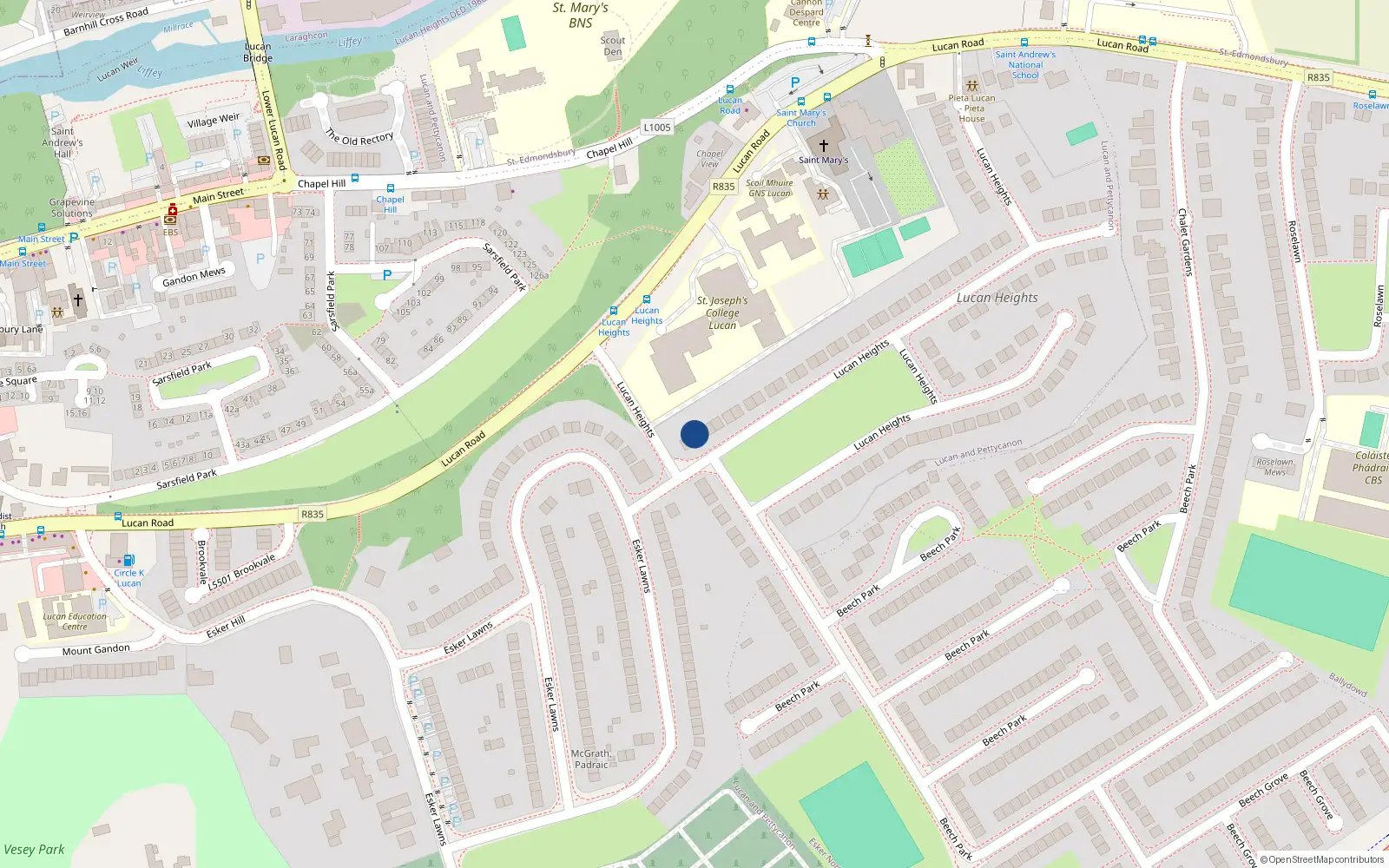 Overhead map showing the location of 2 Lucan Heights, Lucan