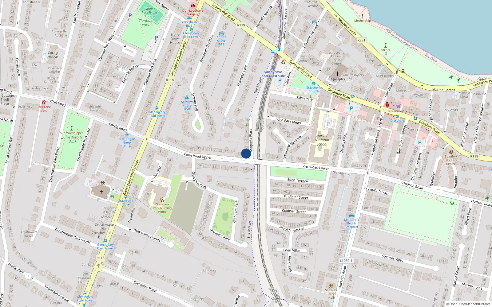 Overhead map showing the location of 2 Magenta Place, Dublin