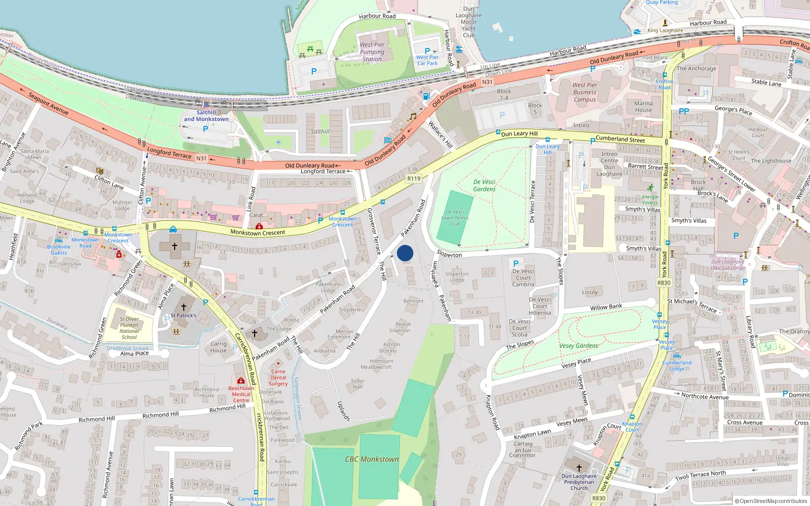 Overhead map showing the location of 2 Monkstown Gate, Pakenham Road, Monkstown