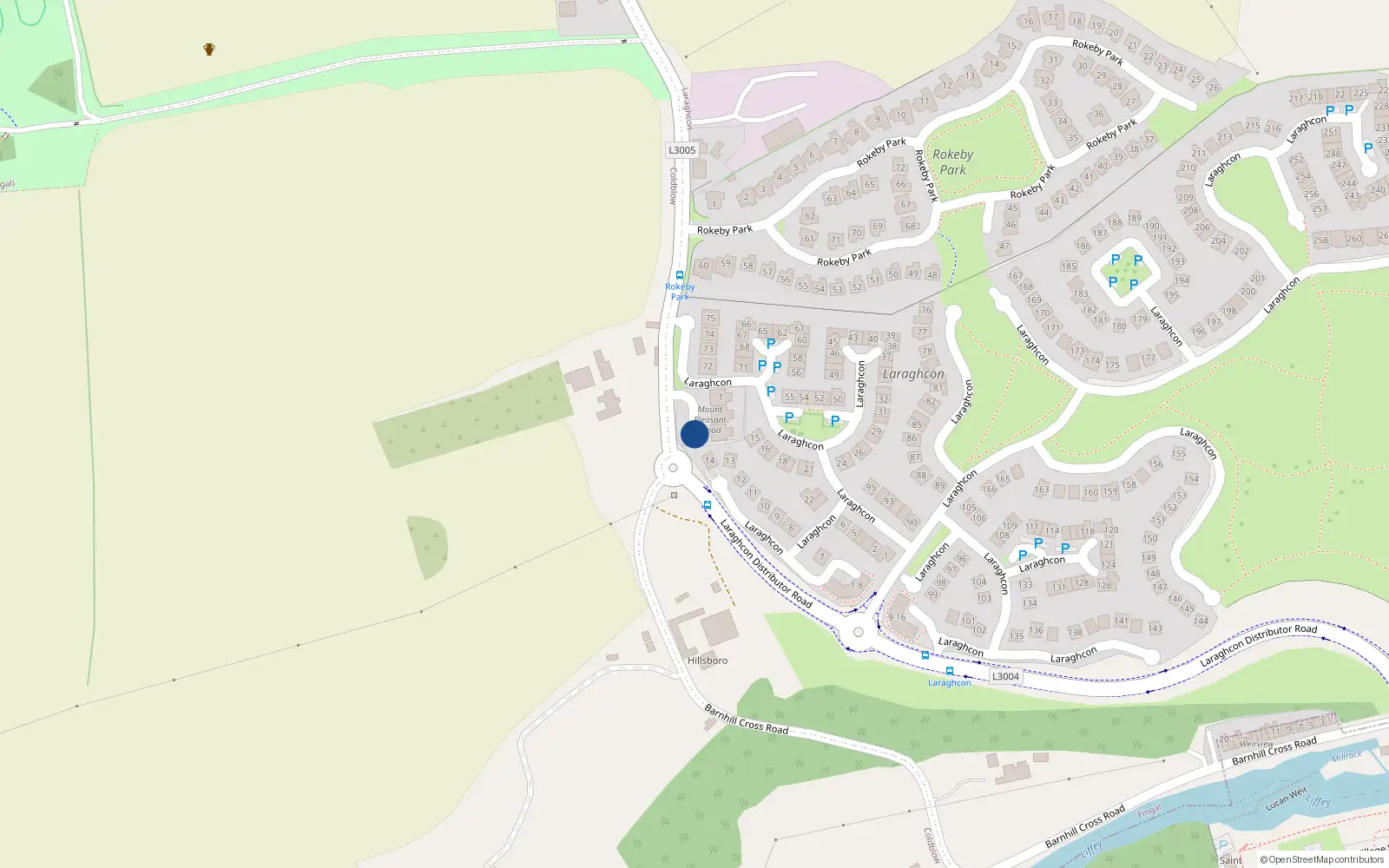 Overhead map showing the location of 2 Mount Pleasant Wood, Lucan