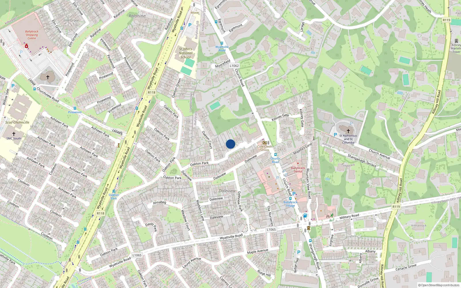 Overhead map showing the location of 2 Mountain Villa, Church Road, Ballybrack