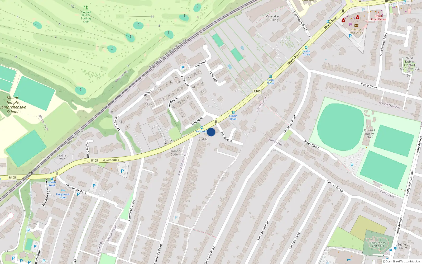 Overhead map showing the location of 2 Norabrook, Dublin 3