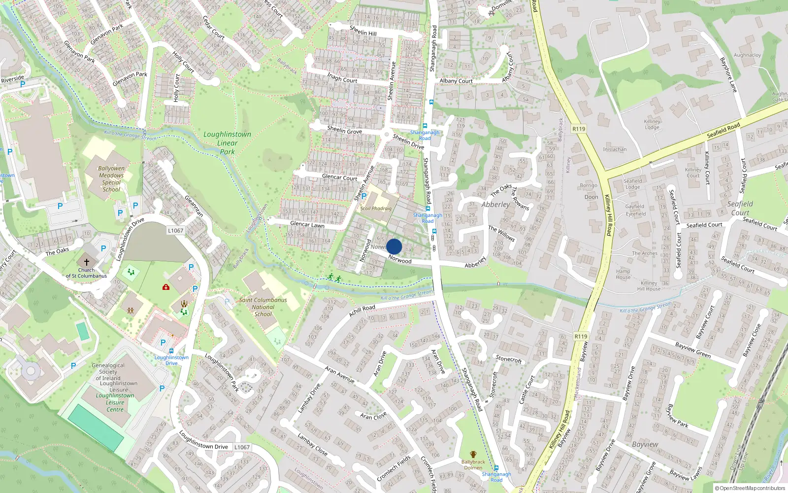 Overhead map showing the location of 2 Norwood, Ballybrack