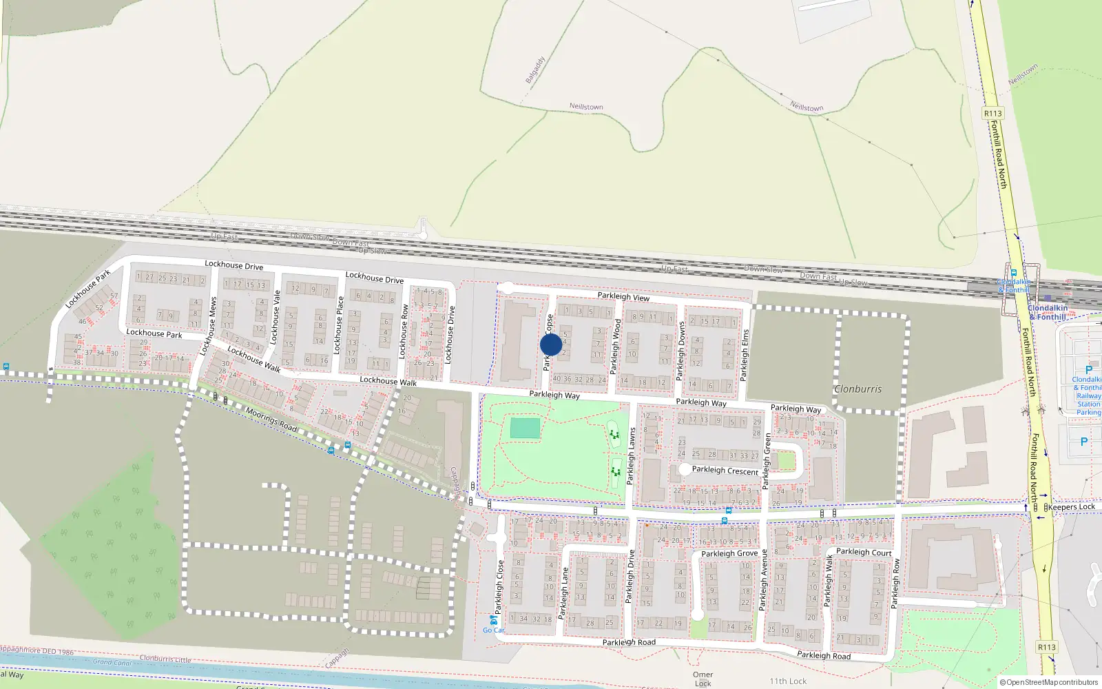 Overhead map showing the location of 2 Parkleigh Copse, Clonburris