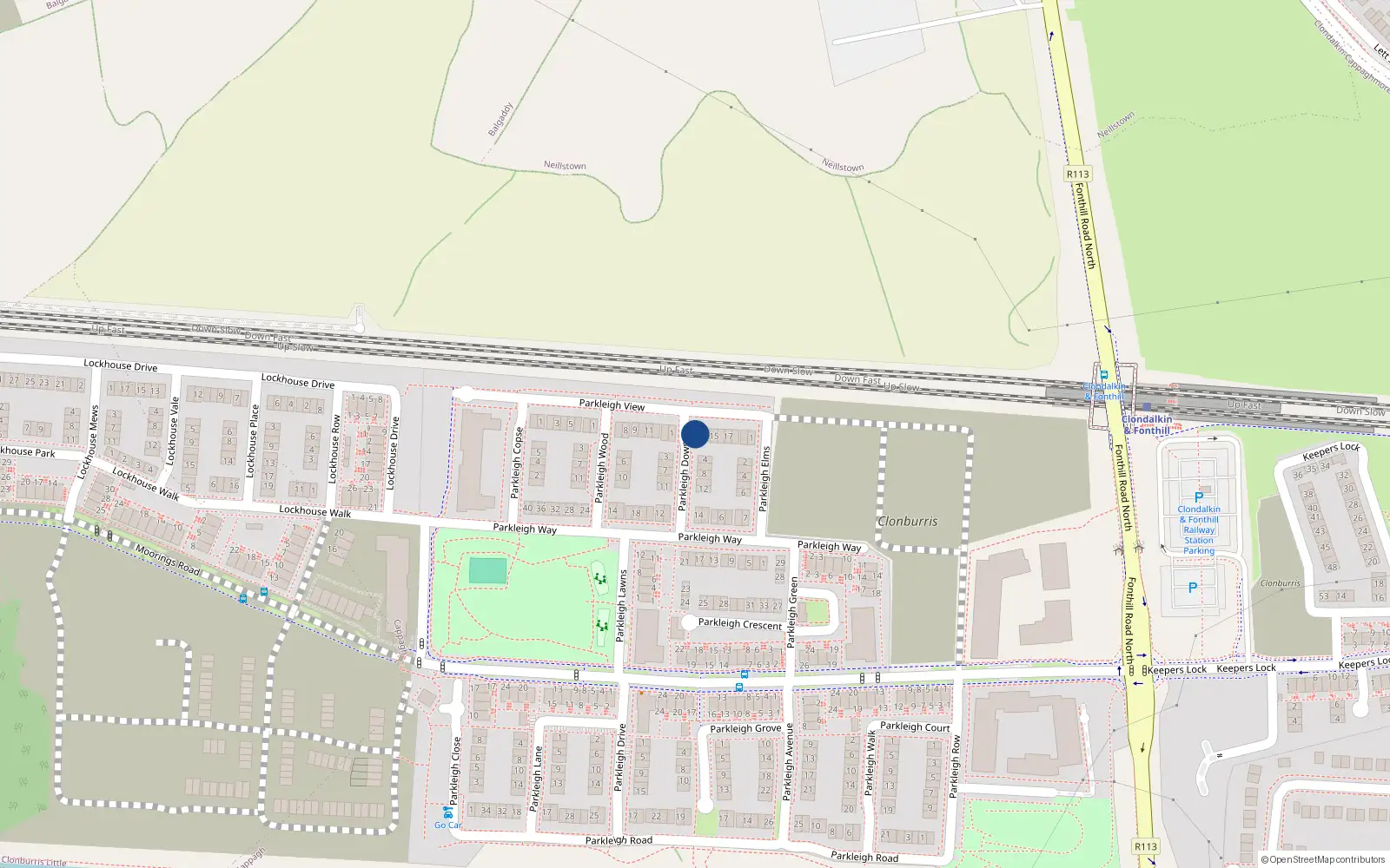 Overhead map showing the location of 2 Parkleigh Downs, Lucan