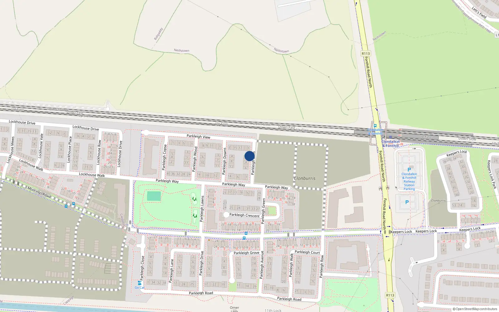 Overhead map showing the location of 2 Parkleigh Elms, Lucan