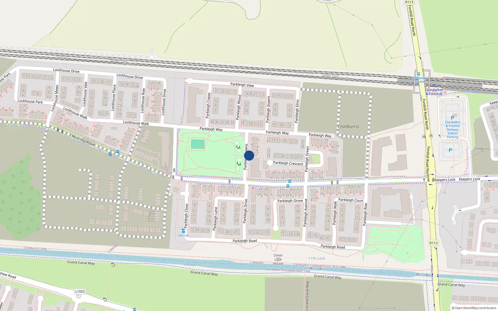 Overhead map showing the location of 2 Parkleigh Lawns, Lucan