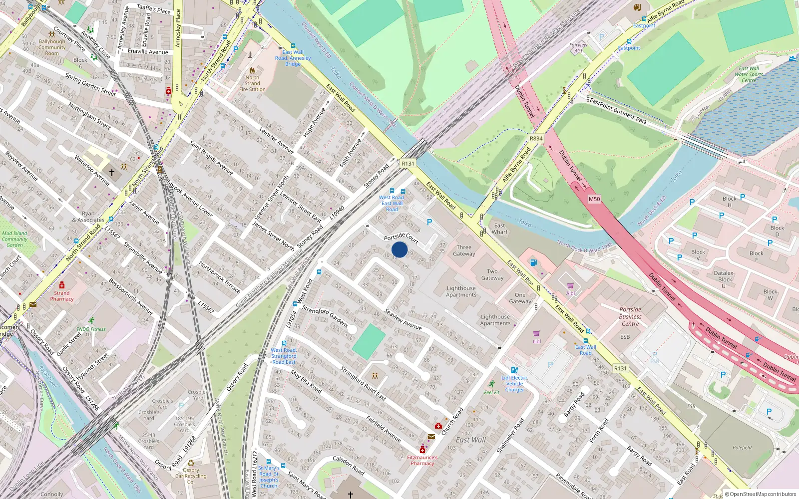 Overhead map showing the location of 2 Portside Court, Dublin 3