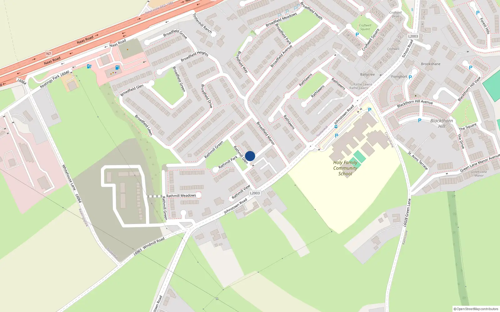 Overhead map showing the location of 2 Rathmill Glen, Tootenhill