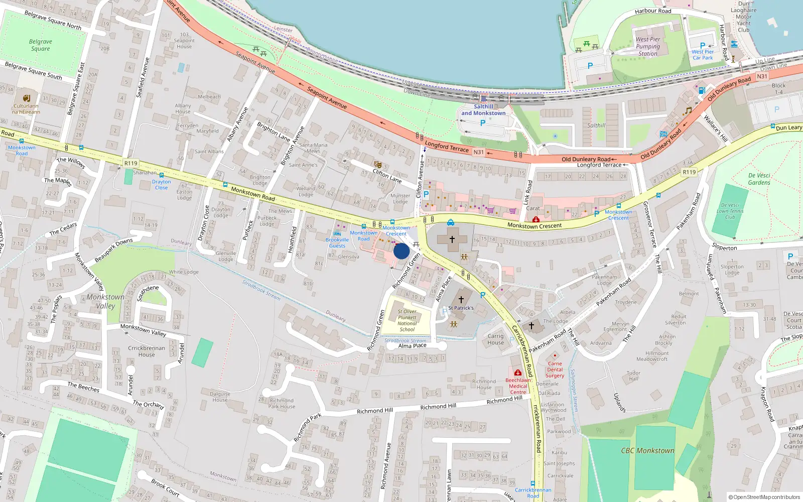 Overhead map showing the location of 2 Richmond Green, Dublin