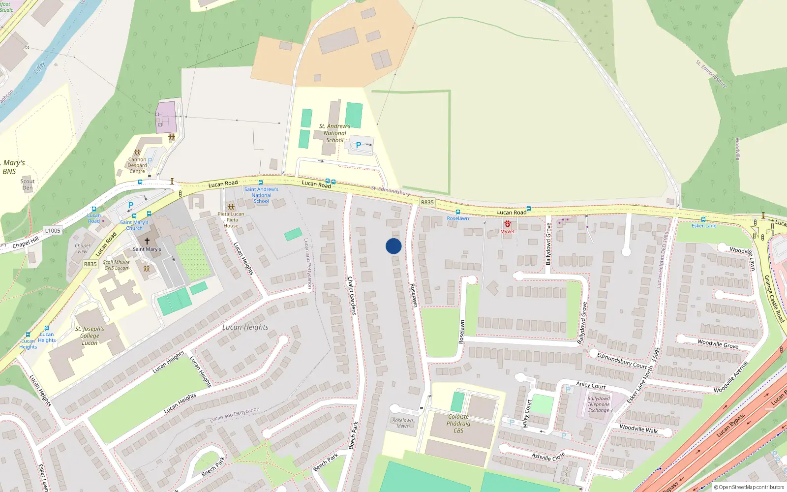 Overhead map showing the location of 2 Roselawn, Lucan