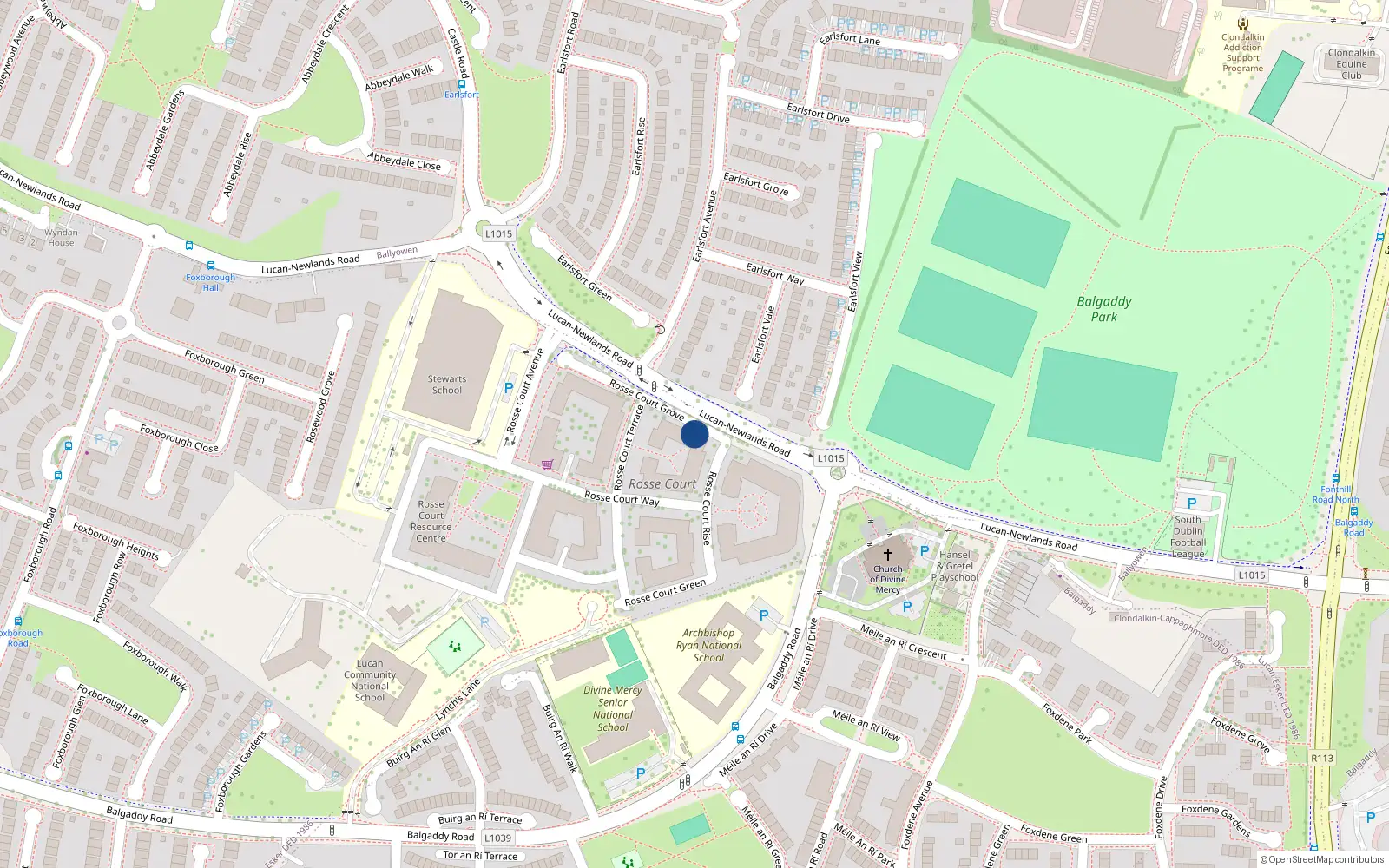 Overhead map showing the location of 2 Rosse Court Grove, Lucan