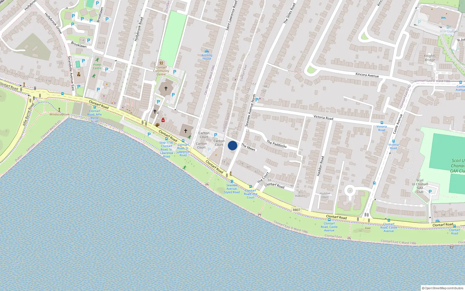 Overhead map showing the location of 2 Seaview Avenue North, Dublin 3